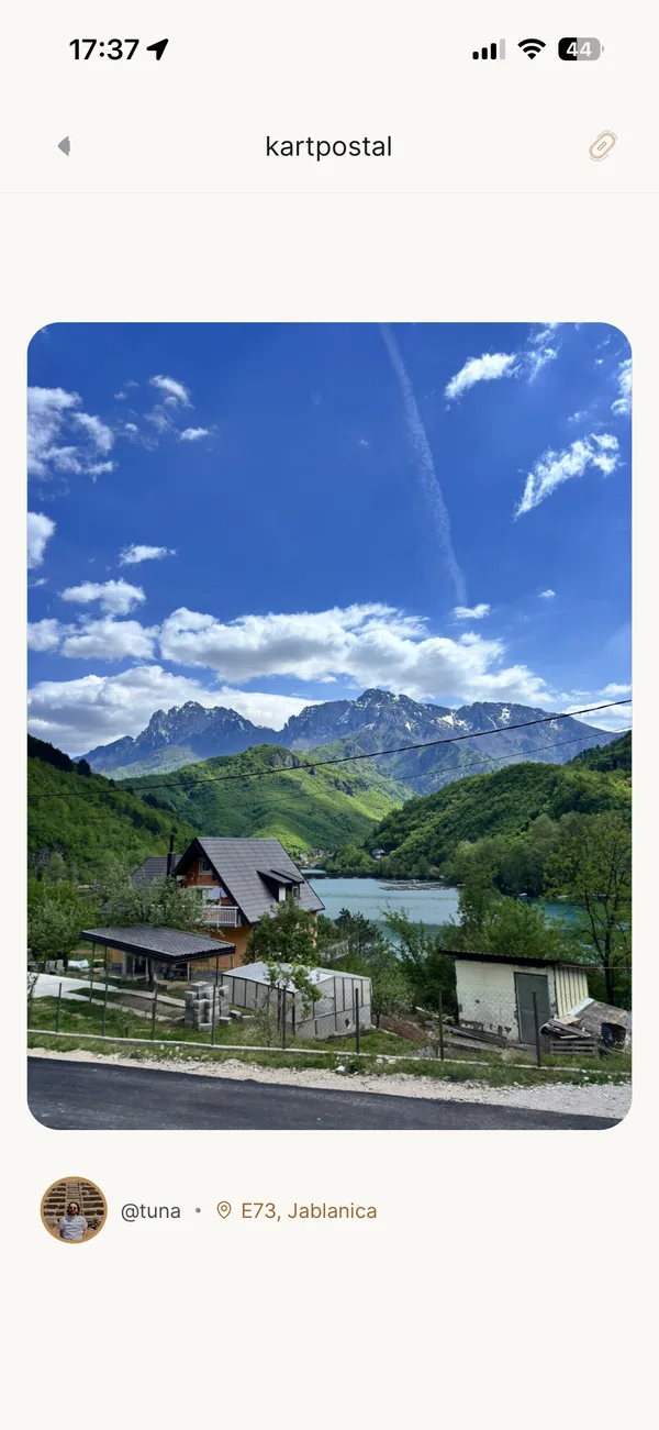 original iz postcard screen showing Tuna’s photograph of Jablanica