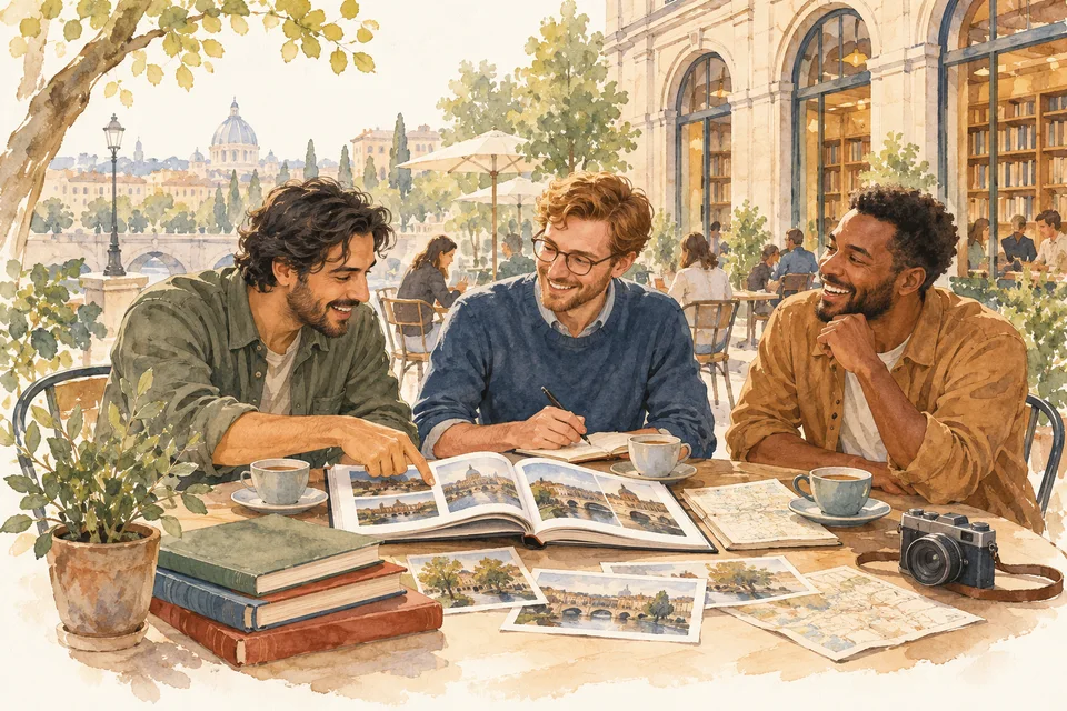 friends talking about a book